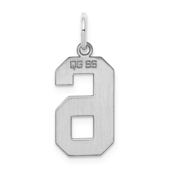 Sterling Silver, Athletic Collection Medium Polished Number 6 Pendant - Picture 3 of 5